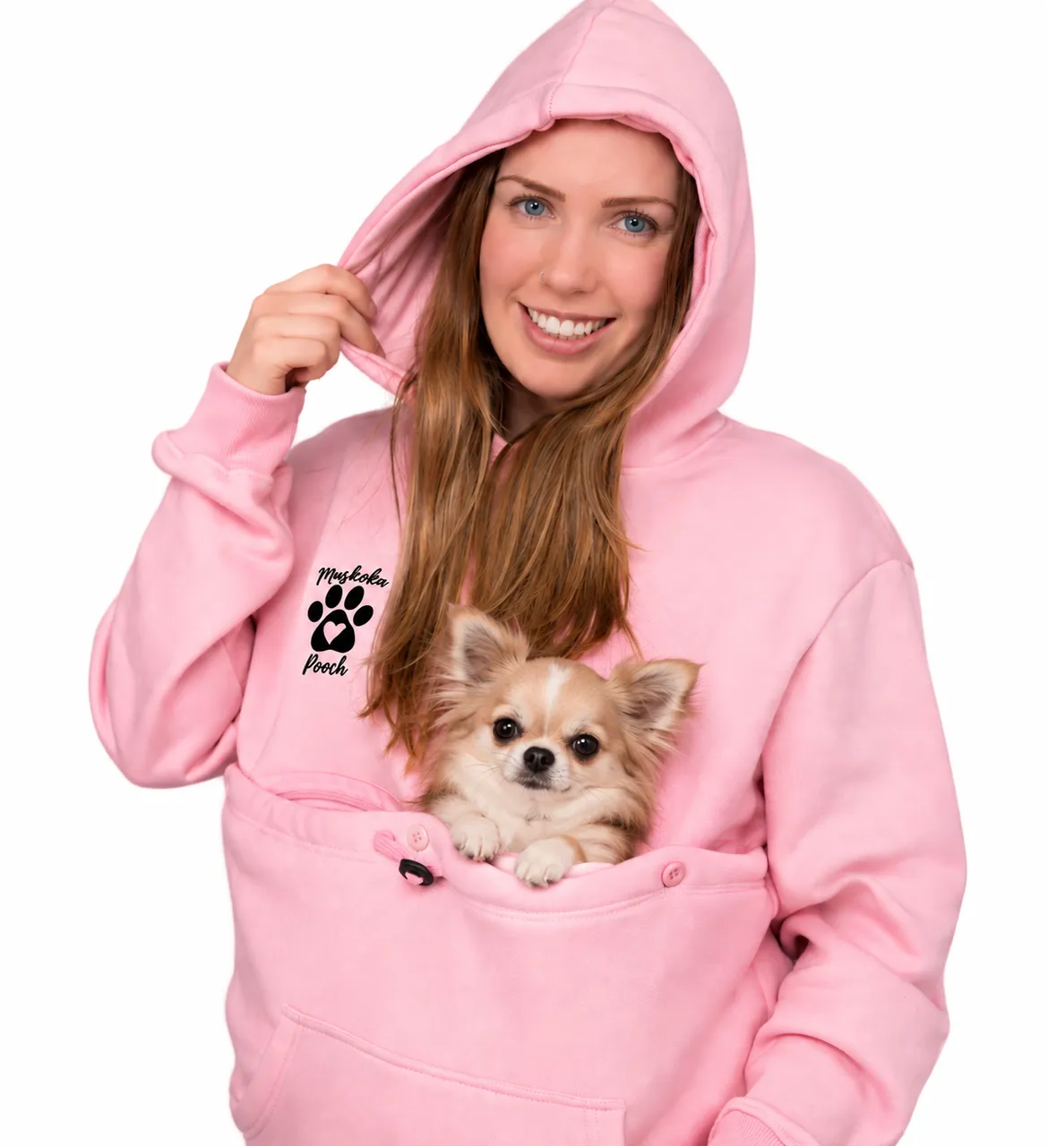 Pink adult pet-carrying hoodie